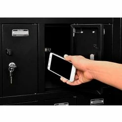 Global Industrial™ 8-Door Device Locker With Key Lock, 28-1/2"W x 11-1/4"D x 26-3/4"H, Black -Deals Lockers Store 493330BK 03