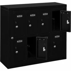 Global Industrial™ 8-Door Device Locker With Key Lock, 28-1/2"W x 11-1/4"D x 26-3/4"H, Black -Deals Lockers Store 493330BK 07