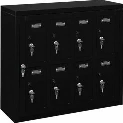 Global Industrial™ 8-Door Device Locker With Key Lock, 28-1/2"W x 11-1/4"D x 26-3/4"H, Black -Deals Lockers Store 493330BK 09