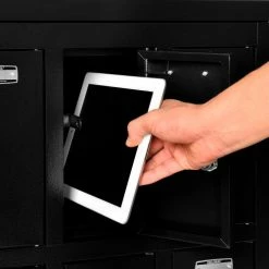 Global Industrial™ 12-Door Device Locker With Key Lock, 28-1/2"W x 11-1/4"D x 38"H, Black -Deals Lockers Store 493331BK 03