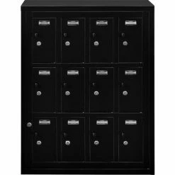 Global Industrial™ 12-Door Device Locker With Key Lock, 28-1/2"W x 11-1/4"D x 38"H, Black -Deals Lockers Store 493331BK 07
