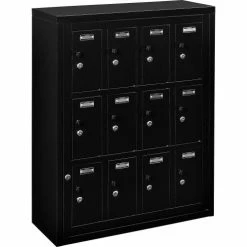 Global Industrial™ 12-Door Device Locker With Key Lock, 28-1/2"W x 11-1/4"D x 38"H, Black -Deals Lockers Store 493331BK 09