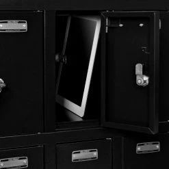 Global Industrial™ 12-Door Device Locker With Key Lock, 28-1/2"W x 11-1/4"D x 38"H, Black -Deals Lockers Store 493331BK 12