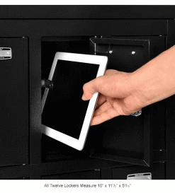 Global Industrial™ 12-Door Device Locker With Key Lock, 28-1/2"W x 11-1/4"D x 38"H, Black -Deals Lockers Store 493331BK 2wco