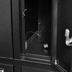 Global Industrial™ 8-Door Charging Locker With Key Lock, 28-1/2"W x 11-1/4"D x 28-1/2"H, Black -Deals Lockers Store 493361BK 02