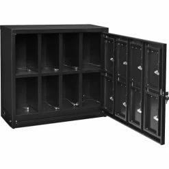 Global Industrial™ 8-Door Charging Locker With Key Lock, 28-1/2"W x 11-1/4"D x 28-1/2"H, Black -Deals Lockers Store 493361BK 08