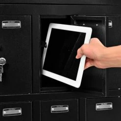 Global Industrial™ 8-Door Charging Locker With Key Lock, 28-1/2"W x 11-1/4"D x 28-1/2"H, Black -Deals Lockers Store 493361BK 12