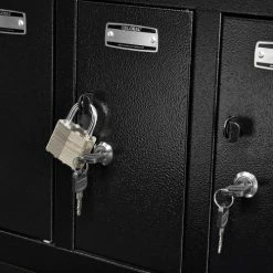 Global Industrial™ 8-Door Charging Locker With Key Lock, 28-1/2"W x 11-1/4"D x 28-1/2"H, Black -Deals Lockers Store 493361BK 17