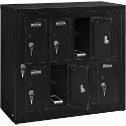 Global Industrial™ 8-Door Charging Locker With Key Lock, 28-1/2"W x 11-1/4"D x 28-1/2"H, Black -Deals Lockers Store 493361BK 18