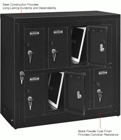Global Industrial™ 8-Door Charging Locker With Key Lock, 28-1/2"W x 11-1/4"D x 28-1/2"H, Black -Deals Lockers Store 493361BK 1wco
