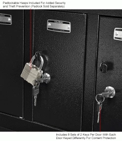 Global Industrial™ 8-Door Charging Locker With Key Lock, 28-1/2"W x 11-1/4"D x 28-1/2"H, Black -Deals Lockers Store 493361BK 5wco