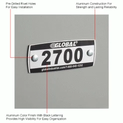 Global Industrial™ Locker Number Plate Kit, Numbered 2700-2899, 200/Pack -Deals Lockers Store 493411LIN 1wco