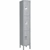 Global Industrial™ Infinity® 3-Tier 3 Door Locker, 12"Wx15"Dx24"H, Gray, Assembled -Deals Lockers Store 493413GY