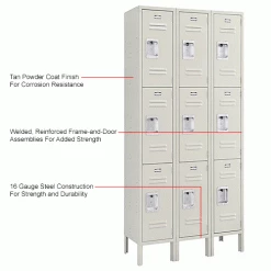 Global Industrial™ Infinity® 3-Tier 9 Door Locker, 12"Wx15"Dx24"H, Tan, Unassembled -Deals Lockers Store 493414TNIN 1wco