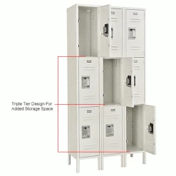Global Industrial™ Infinity® 3-Tier 9 Door Locker, 12"Wx15"Dx24"H, Tan, Unassembled -Deals Lockers Store 493414TNIN 2wco