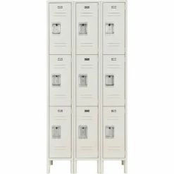 Global Industrial™ Infinity® 3-Tier 9 Door Locker, 12"Wx15"Dx24"H, Tan, Unassembled -Deals Lockers Store 493414TN 02