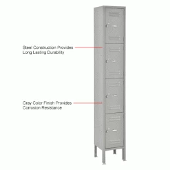 Global Industrial™ 4-Tier 4 Door Box Locker, 12"W x 12"D x 18"H, Gray, Unassembled -Deals Lockers Store 493455GYIN 1wco