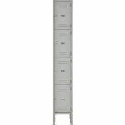 Global Industrial 4-Tier 4 Door Box Locker, 12"W x 18"D x 18"H, Gray, Assembled -Deals Lockers Store 493455GY 02 1