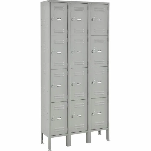 Global Industrial 4-Tier 12 Door Box Locker, 12"W x 12"D x 18"H, Gray, Assembled 3 Global Industrial 4-Tier 12 Door Box Locker, 12"W x 12"D x 18"H, Gray, Assembled