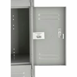 Global Industrial™ 4-Tier 12 Door Box Locker, 12"W x 15"D x 18"H, Gray, Assembled -Deals Lockers Store 493456GY 05 2