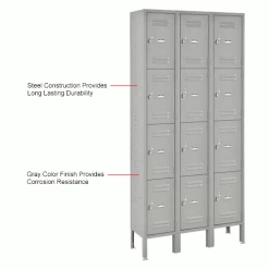 Global Industrial™ 4-Tier 12 Door Box Locker, 12"W x 15"D x 18"H, Gray, Unassembled -Deals Lockers Store 493458GYIN 1wco