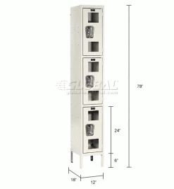 Hallowell® 3-Tier 3 Door Safety-View Locker, 12"W x 18"D x 24"H, Tan, Unassembled 25 Hallowell® 3-Tier 3 Door Safety-View Locker, 12"W x 18"D x 24"H, Tan, Unassembled -Deals Lockers Store 562640 dim 1