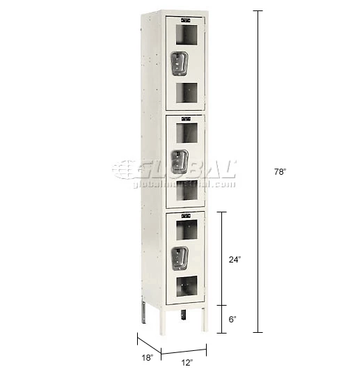 Hallowell® 3-Tier 3 Door Safety-View Locker, 12"W x 18"D x 24"H, Tan, Unassembled 14 Hallowell® 3-Tier 3 Door Safety-View Locker, 12"W x 18"D x 24"H, Tan, Unassembled - Image 12