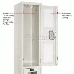 Hallowell® 2-Tier 2 Door Safety-View Locker, 12"W x 15"D x 36"H, Tan, Unassembled -Deals Lockers Store 562650 2wco 3