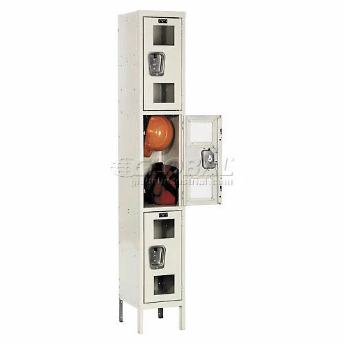 Hallowell® 3-Tier 3 Door Safety-View Locker, 12"W x 18"D x 24"H, Tan, Unassembled 4 Hallowell® 3-Tier 3 Door Safety-View Locker, 12"W x 18"D x 24"H, Tan, Unassembled - Image 2