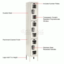 Hallowell® 3-Tier 3 Door Safety-View Locker, 12"W x 18"D x 24"H, Tan, Unassembled 22 Hallowell® 3-Tier 3 Door Safety-View Locker, 12"W x 18"D x 24"H, Tan, Unassembled -Deals Lockers Store 562656 1wco 2