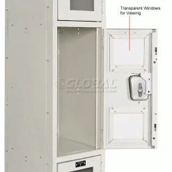 Hallowell® 3-Tier 3 Door Safety-View Locker, 12"W x 12"D x 24"H, Tan, Assembled -Deals Lockers Store 562656 2wco 3