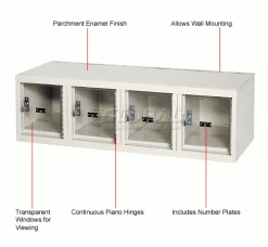 Hallowell® 1-Tier 4 Door Safety-View Wall Mount Locker, 12"Wx18"x14-3/4"H, Tan, Unassembled -Deals Lockers Store 562667 1wco