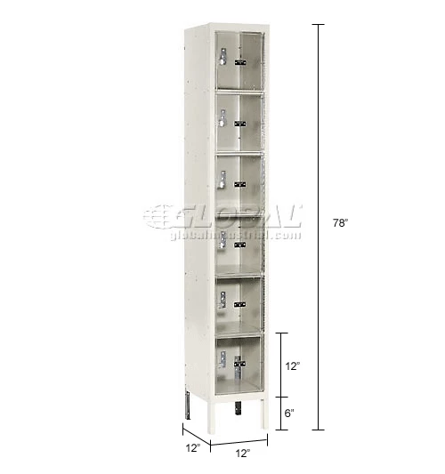 Hallowell® 6-Tier 6 Door Safety-View Locker, 12"W x 12"D x 12"H, Tan, Assembled 13 Hallowell® 6-Tier 6 Door Safety-View Locker, 12"W x 12"D x 12"H, Tan, Assembled - Image 11