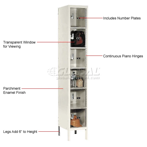 Hallowell® 6-Tier 6 Door Safety-View Locker, 12"W x 12"D x 12"H, Tan, Assembled 10 Hallowell® 6-Tier 6 Door Safety-View Locker, 12"W x 12"D x 12"H, Tan, Assembled - Image 8