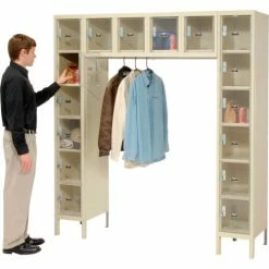 Hallowell® 1-Tier 4 Door Safety-View Wall Mount Locker, 12"Wx18"x14-3/4"H, Tan, Assembled -Deals Lockers Store 562674 10 1