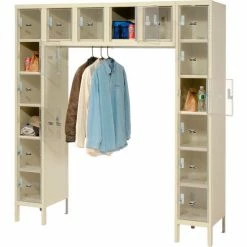 Hallowell® 1-Tier 4 Door Safety-View Wall Mount Locker, 12"Wx18"x14-3/4"H, Tan, Unassembled -Deals Lockers Store 562674 11