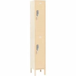 Global Industrial™ 2-Tier 2 Door Digital Locker, 12"W x 18"D x 36"H, Tan, Assembled