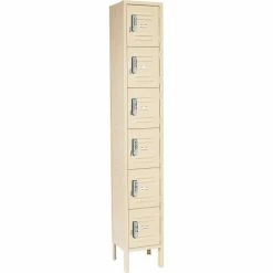 Global Industrial™ 6-Tier 6 Door Digital Box Locker, 12"W x 12"D x 12"H, Tan, Assembled