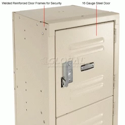 Global Industrial™ 6-Tier 6 Door Box Locker, 12"W x 15"D x 12"H, Tan, Assembled -Deals Lockers Store 652054TN 5wco 2