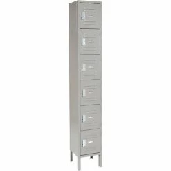 Global Industrial™ 6-Tier 6 Door Box Locker, 12"W x 12"D x 12"H, Gray, Assembled -Deals Lockers Store 652054 2012GY 02
