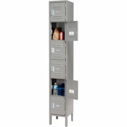 Global Industrial™ 6-Tier 6 Door Box Locker, 12"W x 12"D x 12"H, Gray, Assembled -Deals Lockers Store 652054 2012GY 16