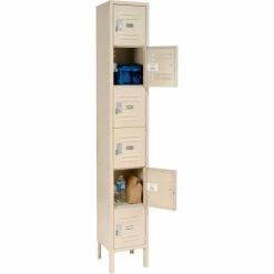 Global Industrial™ 6-Tier 6 Door Box Locker, 12"W x 15"D x 12"H, Tan, Assembled