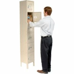 Global Industrial™ 6-Tier 6 Door Box Locker, 12"W x 15"D x 12"H, Tan, Unassembled -Deals Lockers Store 652054 2012TN 01 1