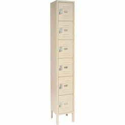 Global Industrial™ 6-Tier 6 Door Box Locker, 12"W x 15"D x 12"H, Tan, Assembled -Deals Lockers Store 652054 2012TN 02 2