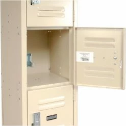 Global Industrial™ 6-Tier 6 Door Box Locker, 12"W x 12"D x 12"H, Tan, Unassembled -Deals Lockers Store 652054 2012TN 03