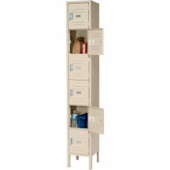 Global Industrial™ 6-Tier 6 Door Box Locker, 12"W x 15"D x 12"H, Tan, Assembled -Deals Lockers Store 652054 2012TN 06 2