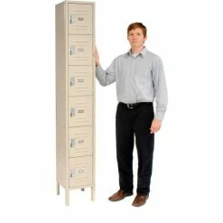 Global Industrial™ 6-Tier 6 Door Box Locker, 12"W x 12"D x 12"H, Tan, Unassembled -Deals Lockers Store 652054 2012TN 13