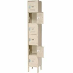 Global Industrial™ 6-Tier 6 Door Box Locker, 12"W x 15"D x 12"H, Tan, Unassembled -Deals Lockers Store 652054 2012TN 15 1