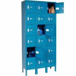 Global Industrial™ 6-Tier 18 Door Box Locker, 12"W x 18"D x 12"H, Blue, Unassembled -Deals Lockers Store 652055BL 08
