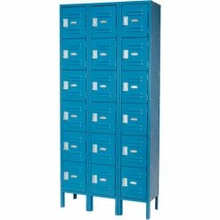 Global Industrial™ 6-Tier 18 Door Box Locker, 12"W x 18"D x 12"H, Blue, Unassembled -Deals Lockers Store 652055BL 14
